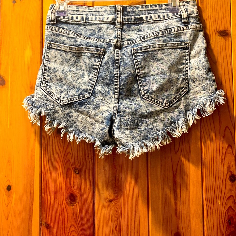 High waisted acid wash shorts